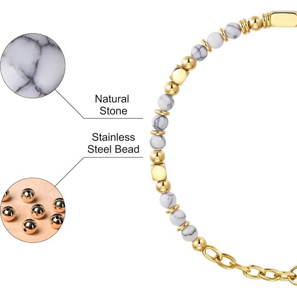 Gold & Grey Boho Beaded Bracelets for Women Trendy Jewelry Gifts for Lover, Mom - Picture 5 of 7